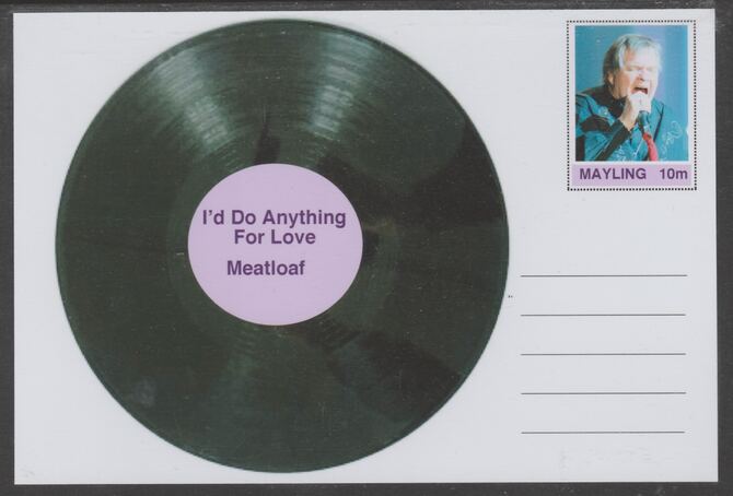 Mayling (Fantasy) Greatest Hits - Meatloaf - Id do Anything For Love - glossy postal stationery card unused and fine, stamps on personalities, stamps on music, stamps on pops, stamps on 