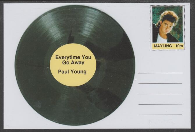 Mayling (Fantasy) Greatest Hits - Paul Young - Everytime You Go Away - glossy postal stationery card unused and fine, stamps on , stamps on  stamps on personalities, stamps on  stamps on music, stamps on  stamps on pops, stamps on  stamps on 