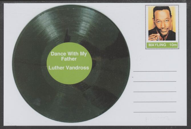 Mayling (Fantasy) Greatest Hits - Luther Vandross - Dance With My Father- glossy postal stationery card unused and fine, stamps on personalities, stamps on music, stamps on pops, stamps on 