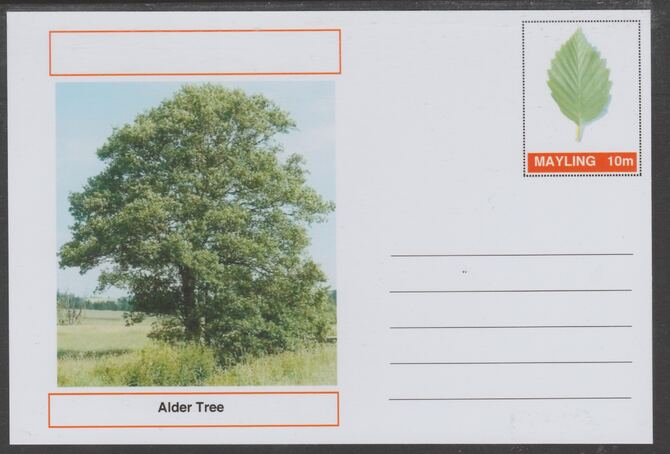 Mayling (Fantasy) Trees - Alder - glossy postal stationery card unused and fine, stamps on trees