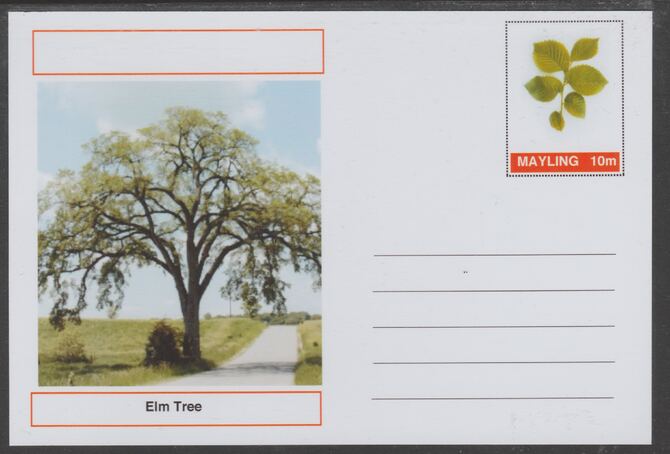 Mayling (Fantasy) Trees - Elm - glossy postal stationery card unused and fine, stamps on trees