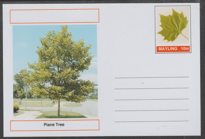 Mayling (Fantasy) Trees - Plane - glossy postal stationery card unused and fine, stamps on trees