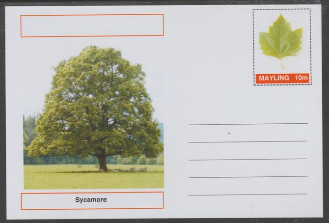 Mayling (Fantasy) Trees - Sycamore - glossy postal stationery card unused and fine, stamps on trees
