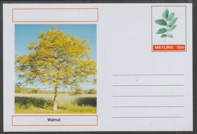 Mayling (Fantasy) Trees - Walnut - glossy postal stationery card unused and fine, stamps on , stamps on  stamps on trees