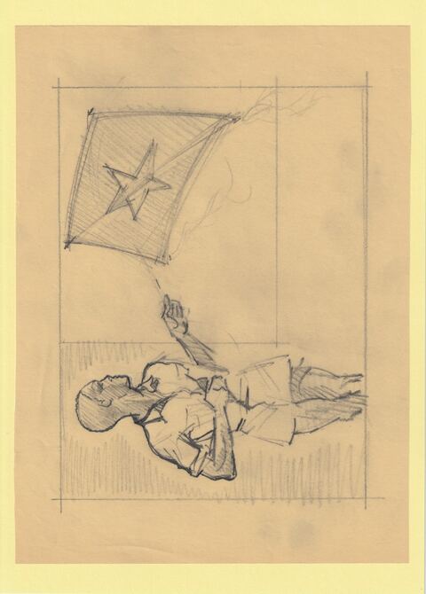 Somalia 1960 Child Welfare Original artwork (Flag) on tracing paper probably by Corrado Mancioli image size 200 x 150 mm , stamps on , stamps on  stamps on children, stamps on  stamps on flags