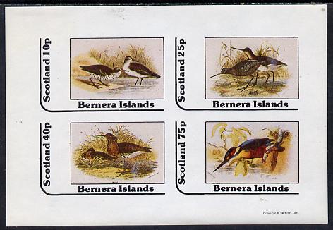 Bernera 1981 Birds #05 (3 Waders & Kingfisher) imperf  set of 4 values (10p to 75p) unmounted mint , stamps on birds   kingfisher