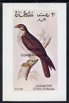 Oman 1972 Birds (Buzzard) imperf souvenir sheet (50b value) opt'd Nature Conservation 1973  unmounted mint, stamps on , stamps on  stamps on birds, stamps on  stamps on birds of prey