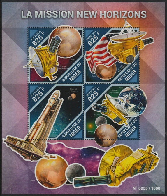Niger Republic 2015 New Horizons Space Mission perf sheet containing 4 values unmounted mint, stamps on , stamps on  stamps on space
