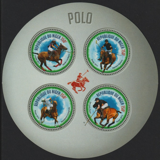Niger Republic 2013 Polo perf sheet containing 4 circular values unmounted mint, stamps on , stamps on  stamps on sport, stamps on  stamps on polo.horses