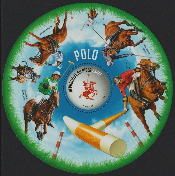 Niger Republic 2013 Polo perf sheet containing 1 circular value unmounted mint, stamps on sport, stamps on polo.horses