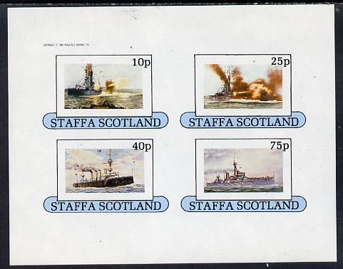 Staffa 1982 Battleships imperf  set of 4 values (10p to 75p) unmounted mint, stamps on , stamps on  stamps on ships