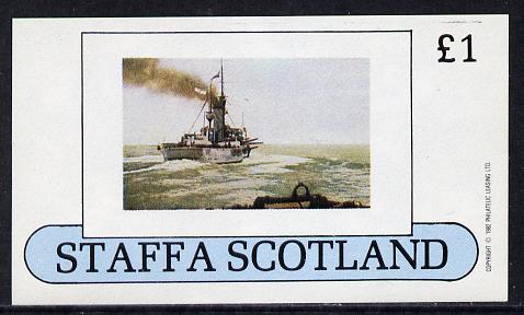 Staffa 1982 Battleships imperf souvenir sheet (£1 value) unmounted mint, stamps on ships