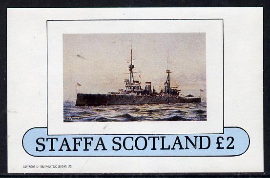 Staffa 1982 Battleships (HMS Invincible) imperf deluxe sheet (Â£2 value) unmounted mint, stamps on , stamps on  stamps on ships