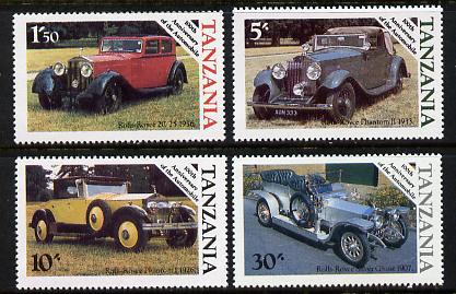 Tanzania 1986 Centenary of Motoring perf set of 4 unmounted mint SG 456-9*, stamps on , stamps on  stamps on cars       rolls-royce