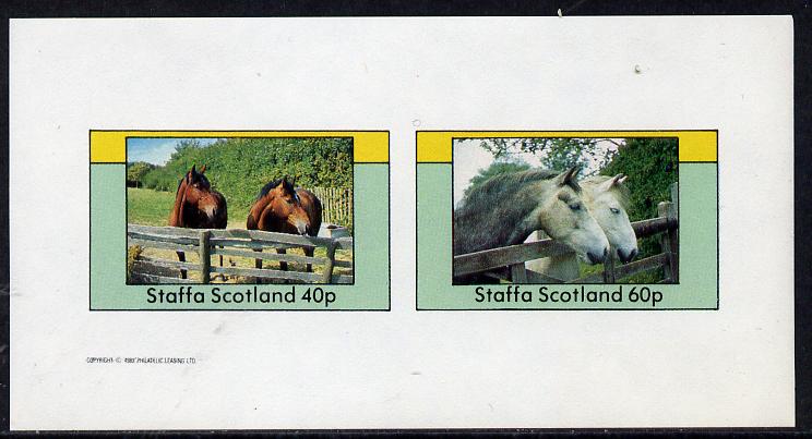 Staffa 1982 Horses imperf  set of 2 values unmounted mint, stamps on , stamps on  stamps on animals    horses