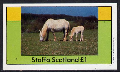 Staffa 1982 Horses imperf souvenir sheet (£1 value) unmounted mint, stamps on animals    horses