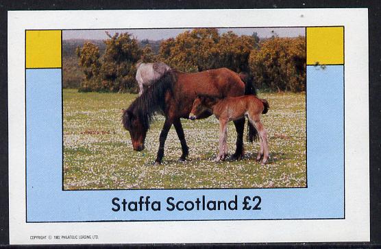 Staffa 1982 Horses imperf deluxe sheet (£2 value) unmounted mint, stamps on animals    horses
