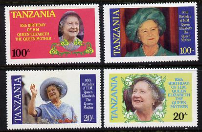 Tanzania 1985 Life & Times of HM Queen Mother set of 4 (SG 425-8) unmounted mint, stamps on royalty     queen mother