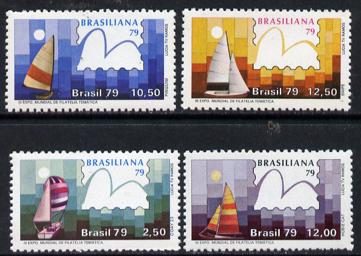 Brazil 1979 Braziliana 79 Thematic Stamp Exhibition (1st issue) set of 4, SG 1761-64*, stamps on yacht, stamps on stamp exhibitions