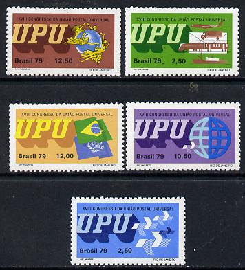 Brazil 1979 UPU Congress set of 5 unmounted mint SG 1780-84, stamps on , stamps on  upu , stamps on 