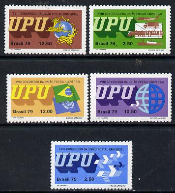 Brazil 1979 UPU Congress set of 5 unmounted mint SG 1780-84, stamps on , stamps on  stamps on , stamps on  stamps on  upu , stamps on  stamps on 