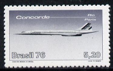 Brazil 1976 Concorde's First Commercial Flight unmounted mint SG 1576*, stamps on , stamps on  stamps on aviation, stamps on concorde