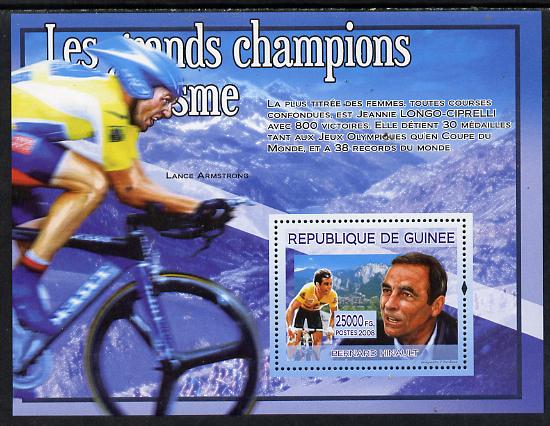 Guinea - Conakry 2008 Cycling Champions perf s/sheet - Bernard Hinault unmounted mint, stamps on sport, stamps on bicycles