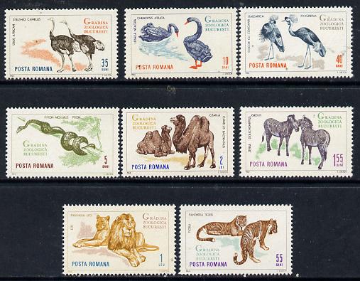 Rumania 1964 Bucharest Zoo set of 8 unmounted mint, SG 3197-3204,  Mi 2330-37, stamps on animals, stamps on cats, stamps on  zoo , stamps on zoos, stamps on birds, stamps on camels, stamps on zebra