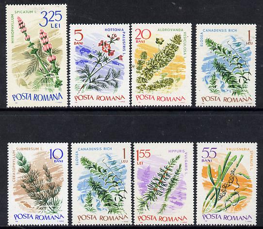 Rumania 1966 Aquatic Plants set of 7 (ex 40b value, SG 3400) unmounted mint, SG 3397-3404, Mi 2525-32, stamps on flowers
