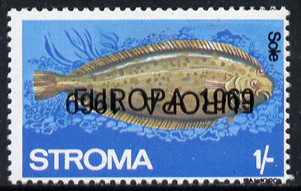 Stroma 1969 Fish 1s (Sole) perf single with 'Europa 1969' opt doubled, one inverted unmounted mint*, stamps on , stamps on  stamps on fish, stamps on marine life, stamps on europa