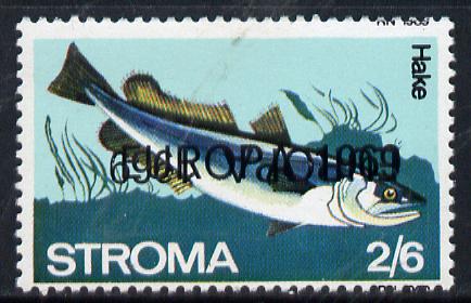 Stroma 1969 Fish 2s6d (Hake) perf single with 'Europa 1969' opt doubled, one inverted unmounted mint*, stamps on , stamps on  stamps on fish, stamps on marine life, stamps on europa