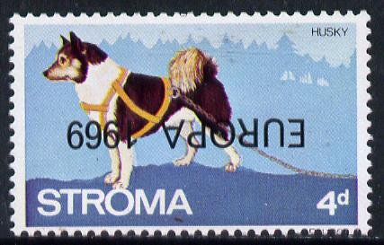 Stroma 1969 Dogs 4d (Husky) perf single with Europa 1969 opt inverted unmounted mint*, stamps on animals   dogs   europa     husky