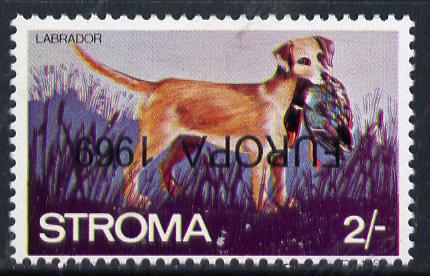 Stroma 1969 Dogs 2s (Labrador) perf single with 'Europa 1969' opt inverted unmounted mint*, stamps on , stamps on  stamps on animals   dogs   europa      labrador