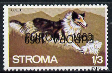 Stroma 1969 Dogs 1s3d (Collie) perf single with Europa 1969 opt doubled, one inverted unmounted mint*, stamps on animals   dogs   europa     collie