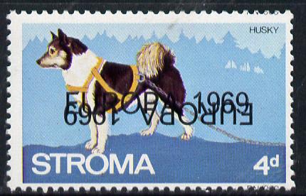 Stroma 1969 Dogs 4d (Husky) perf single with Europa 1969 opt doubled, one inverted unmounted mint*, stamps on animals   dogs   europa     husky