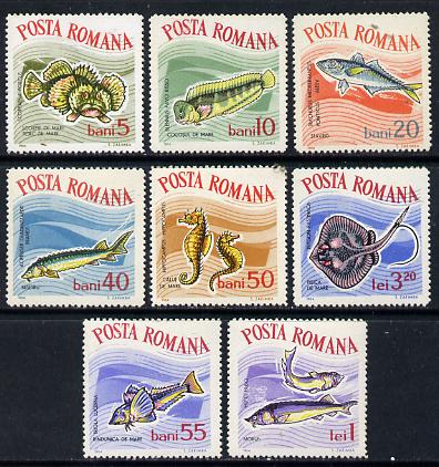 Rumania 1964 Constantza Aquarium set of 8 fish unmounted mint, SG 3146-53,  MI 2280-87*, stamps on , stamps on  stamps on fish, stamps on  stamps on marine life