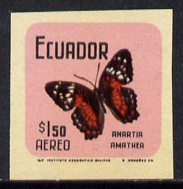 Ecuador 1970 Butterflies $1.50 (Anartia amathea) unmounted mint imperf with coloured background (as SG 1389)*, stamps on , stamps on  stamps on butterflies