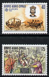 Cyprus 1982 Europa set of 2 (Historical Events) SG 586-87 unmounted mint*, stamps on , stamps on  stamps on ships, stamps on  stamps on europa, stamps on  stamps on history, stamps on  stamps on battles, stamps on  stamps on religion