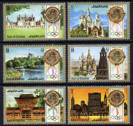 Ras Al Khaima 1972 Olympics (Famous Buildings) set of 6 unmounted mint (Mi 759-64A) , stamps on sport     buildings    olympics