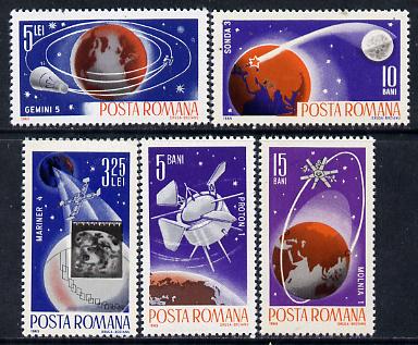 Rumania 1965 Space Probes set of 5 unmounted mint, Mi 2465-69, stamps on , stamps on  stamps on space, stamps on  stamps on communications