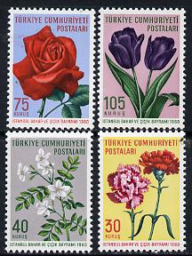 Turkey 1960 Spring Flower Festival set of 4 SG 1903-06*, stamps on , stamps on  stamps on flowers, stamps on  stamps on roses, stamps on  stamps on tulips