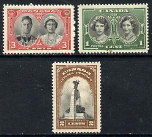 Canada 1939 Royal Visit set of 3 unmounted mint, SG 372-74*, stamps on , stamps on  stamps on royalty, stamps on  kg6 , stamps on  ww2 , stamps on royal visit