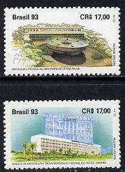 Brazil 1993 Engineering Schools set of 2, SG 2593-94 unmounted mint*, stamps on , stamps on  stamps on education   engineering