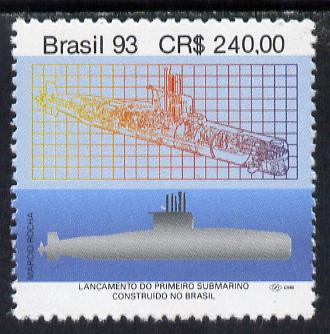 Brazil 1993 Launch of First Brazilian Built Submarine unmounted mint, SG 2612*, stamps on , stamps on  stamps on ships   submarines