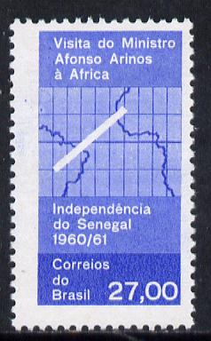 Brazil 1961 Visit to Senegal SG 1050*, stamps on , stamps on  stamps on maps