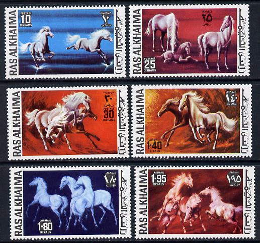 Ras Al Khaima 1972 Horses set of 6 unmounted mint (Mi 656-61A)  , stamps on , stamps on  stamps on animals  horse