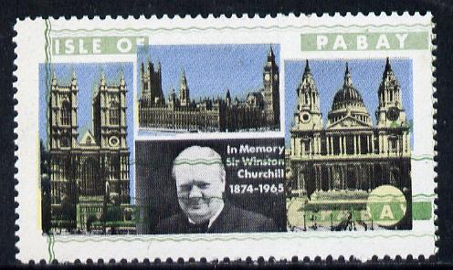 Pabay 1968 Churchill 6d with green (frame, name & value) doubled (slight set-off on gummed side), stamps on churchill  personalities