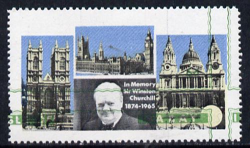 Pabay 1968 Churchill 6d with green (frame, name & value) misplaced (slight set-off on gummed side), stamps on churchill  personalities