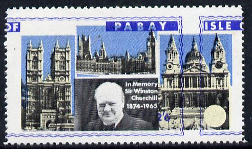 Pabay 1968 Churchill 2s6d with blue (frame, name & value) misplaced (slight set-off on gummed side), stamps on churchill  personalities