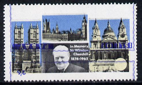 Pabay 1968 Churchill 2s6d with blue (frame, name & value) inverted (slight set-off on gummed side), stamps on churchill  personalities 